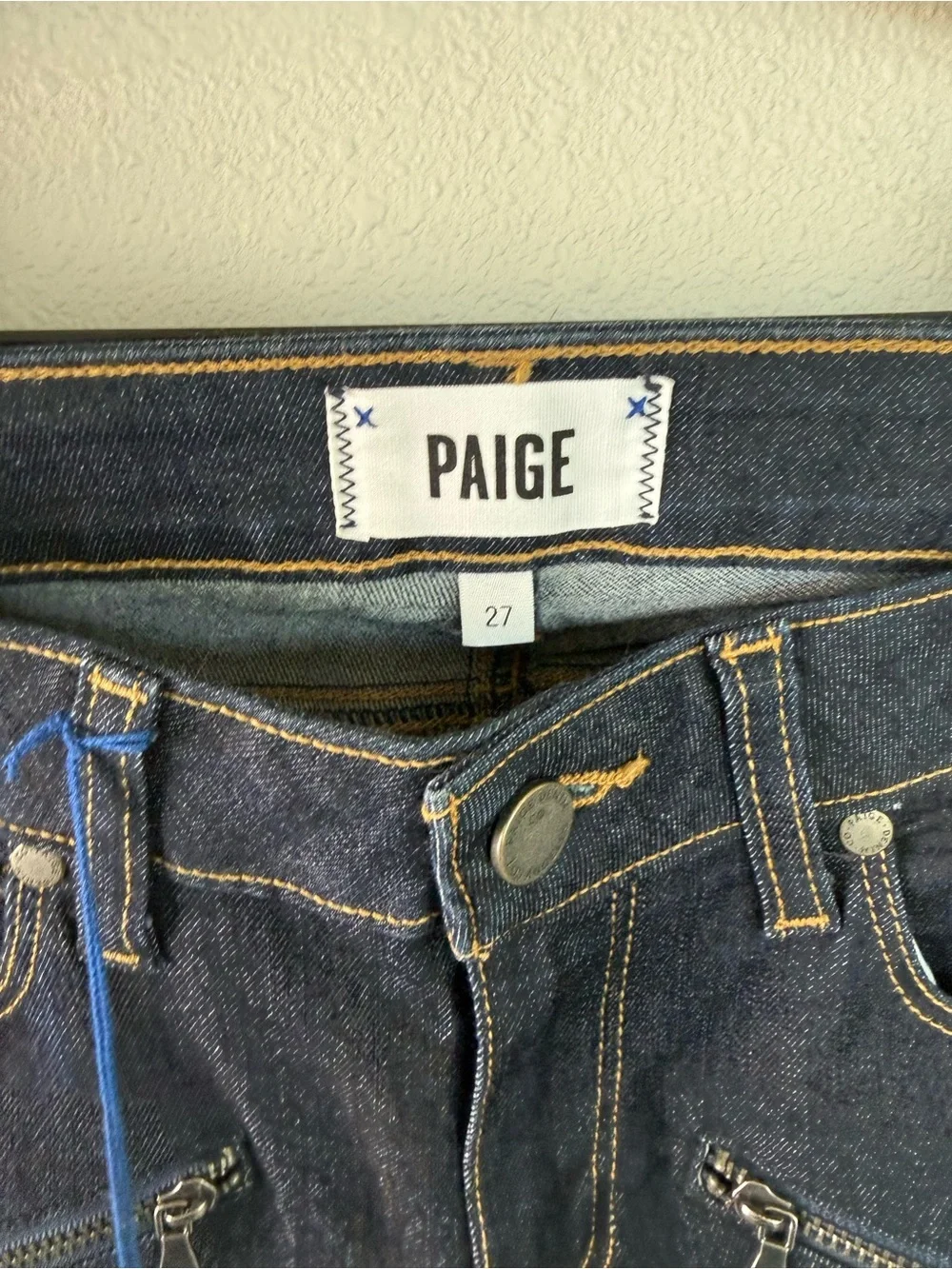 PAIGE NWT Indio Zip Skinny Jeans Macer Dark Indigo Denim New Casual Women’s 27